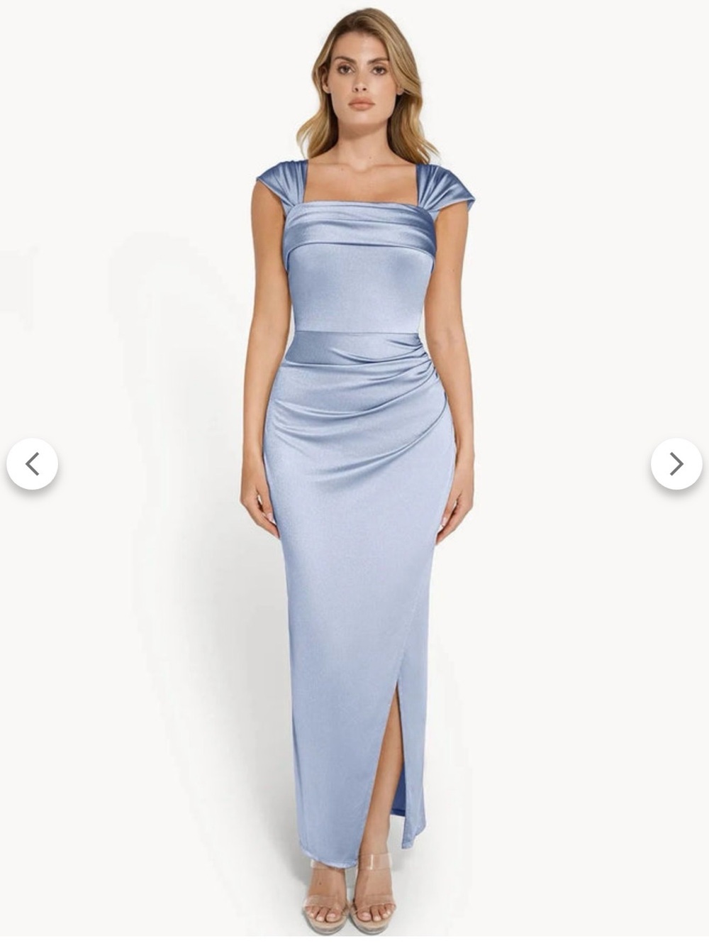 Popilush Light Blue Satin shapewear maxi dress
